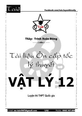Tài liệu ôn cấp tốc lý thuyết Vật lí 12